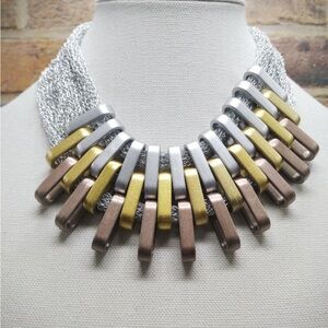 3 Tier Elegant Gold, Silver, and Rose Necklace